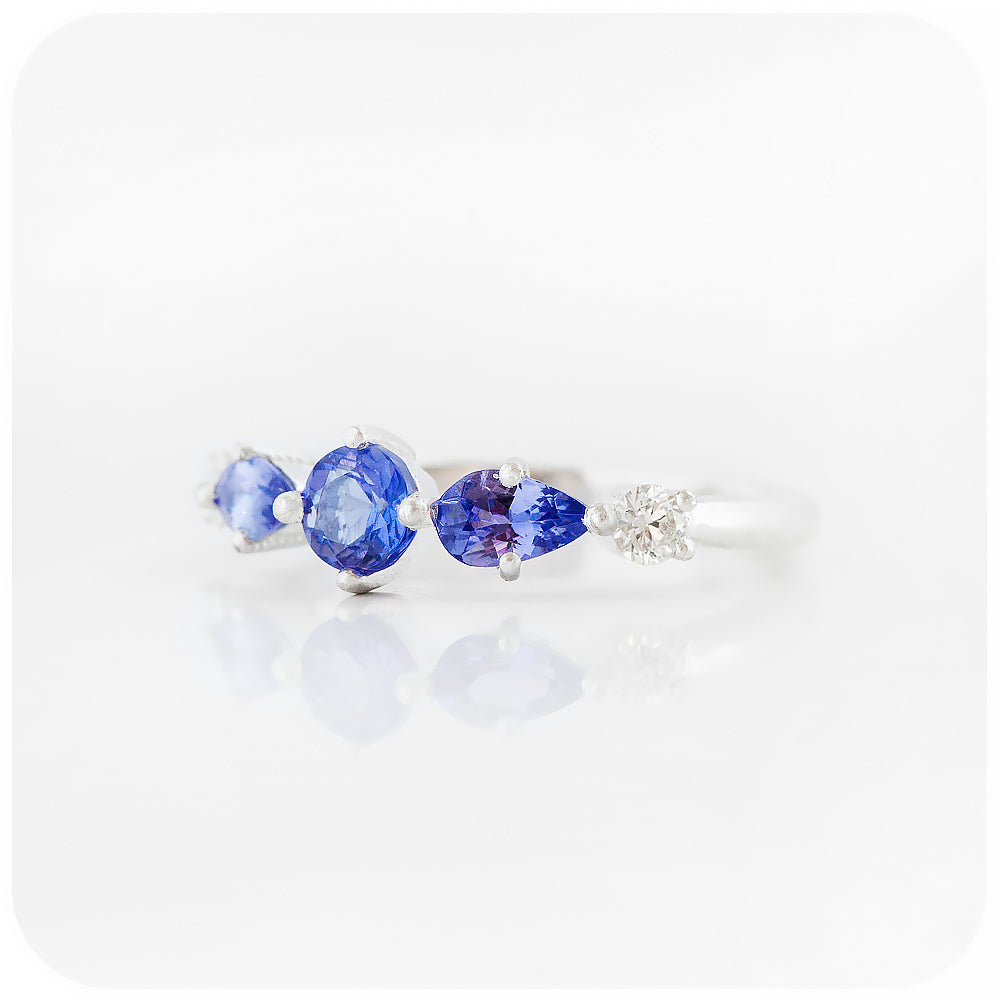 Tanzanite and Diamond half eternity anniversary ring- Victoria's Jewellery