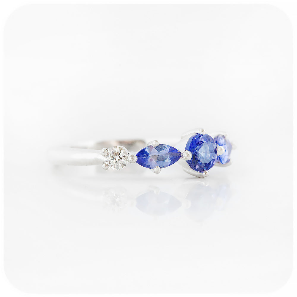 Tanzanite and Diamond half eternity anniversary ring- Victoria's Jewellery