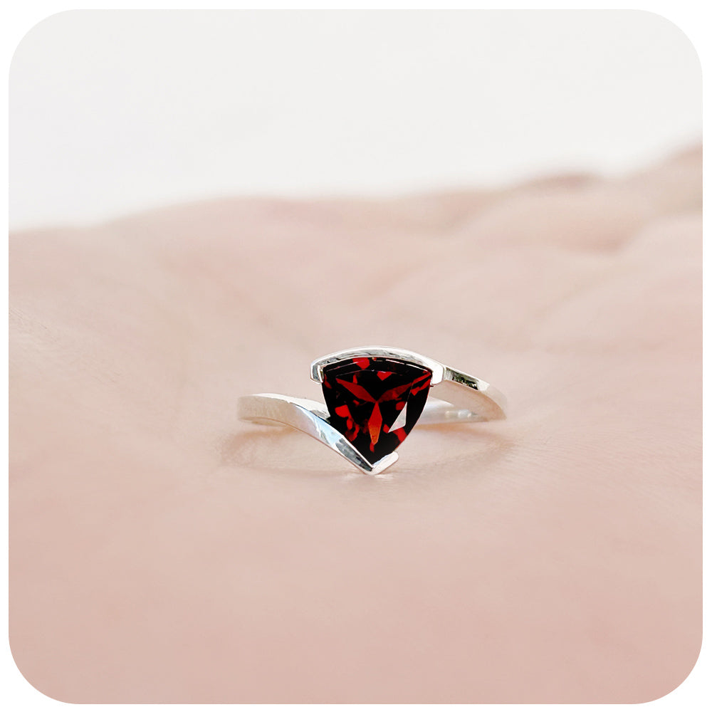 Trillion cut Garnet anniversary ring - Victoria's Jewellery
