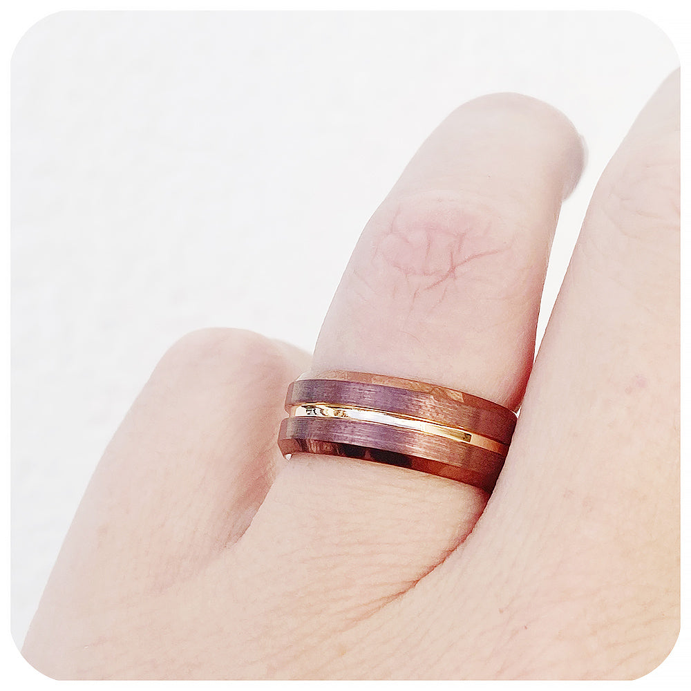 Brown and Gold Tungsten Mens Wedding Ring - Victoria's Jewellery