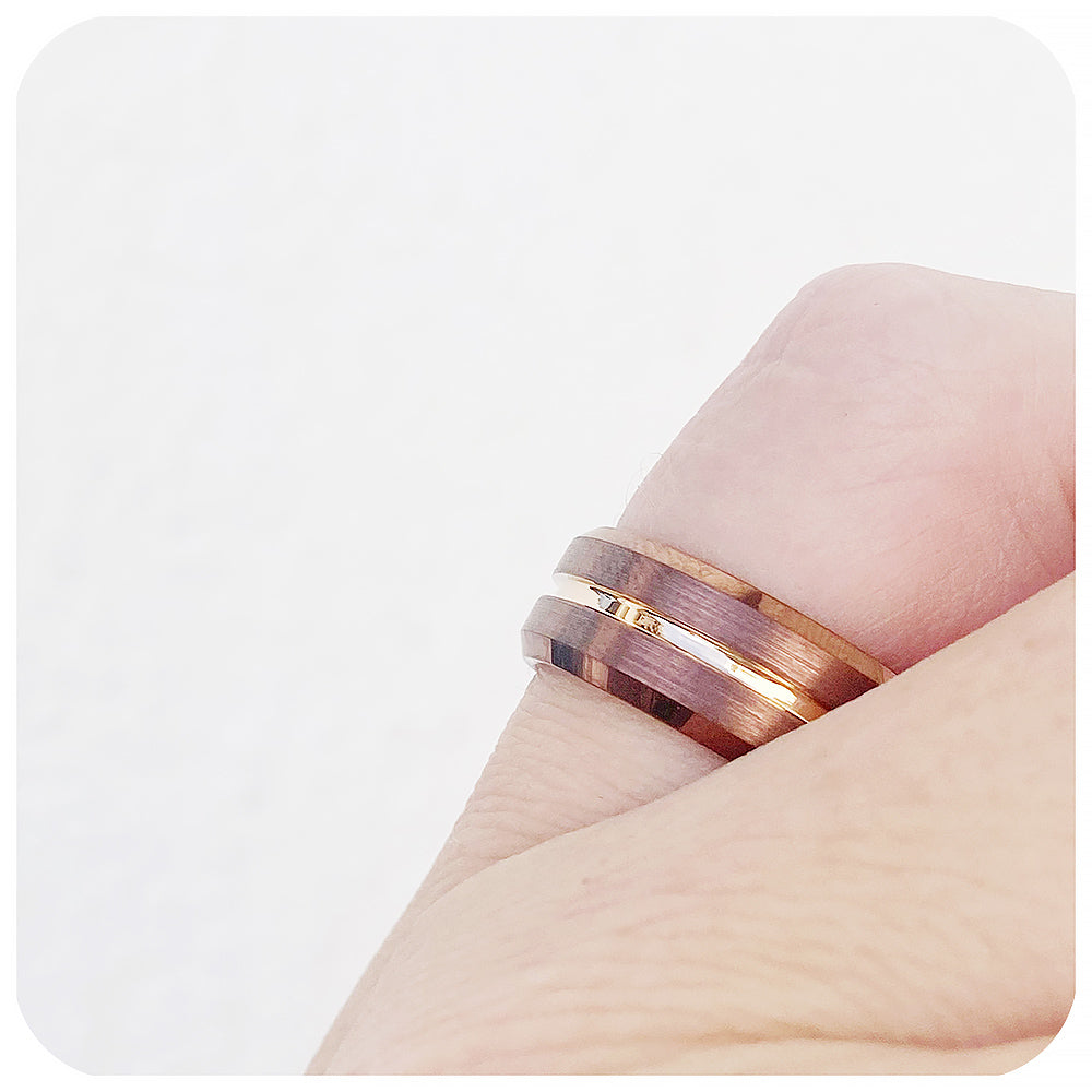 Brown and Gold Tungsten Mens Wedding Ring - Victoria's Jewellery