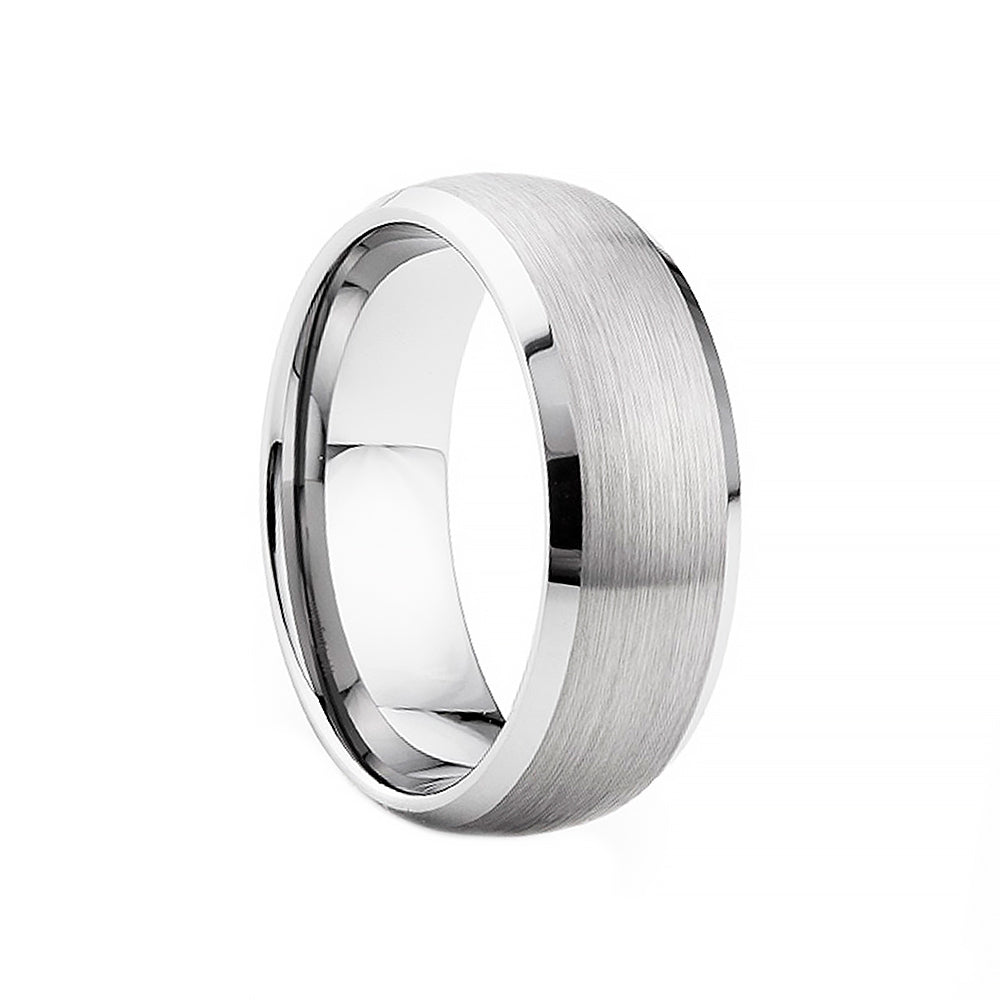 Brushed Silver Tungsten Mens Wedding Ring - Victoria's Jewellery