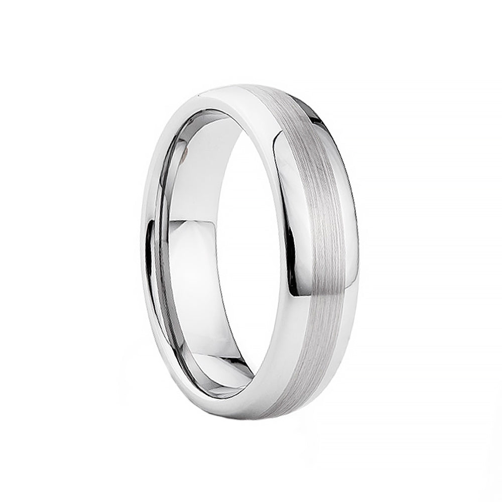 Silver Brushed Tungsten Mens Wedding Ring - Victoria's Jewellery