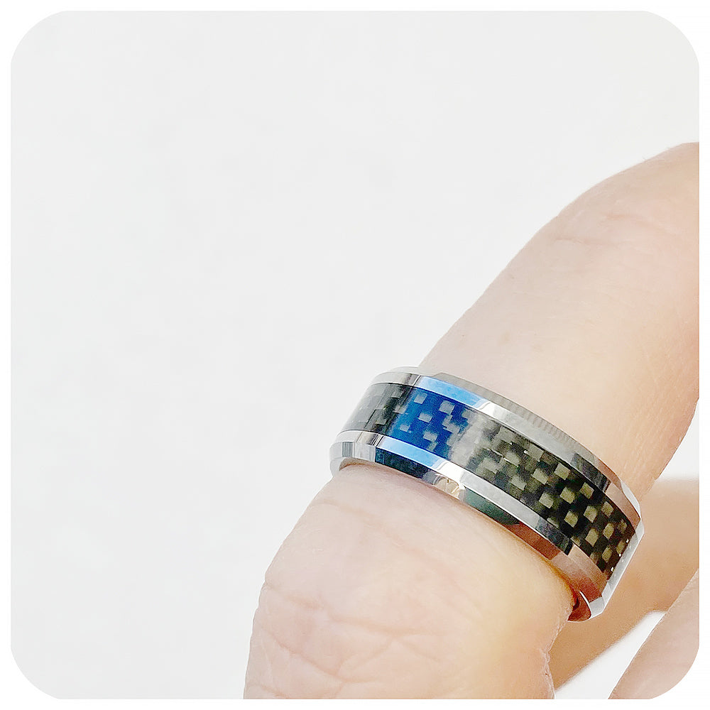 Tungsten Carbon Fibre Mens Wedding Ring - Victoria's Jewellery