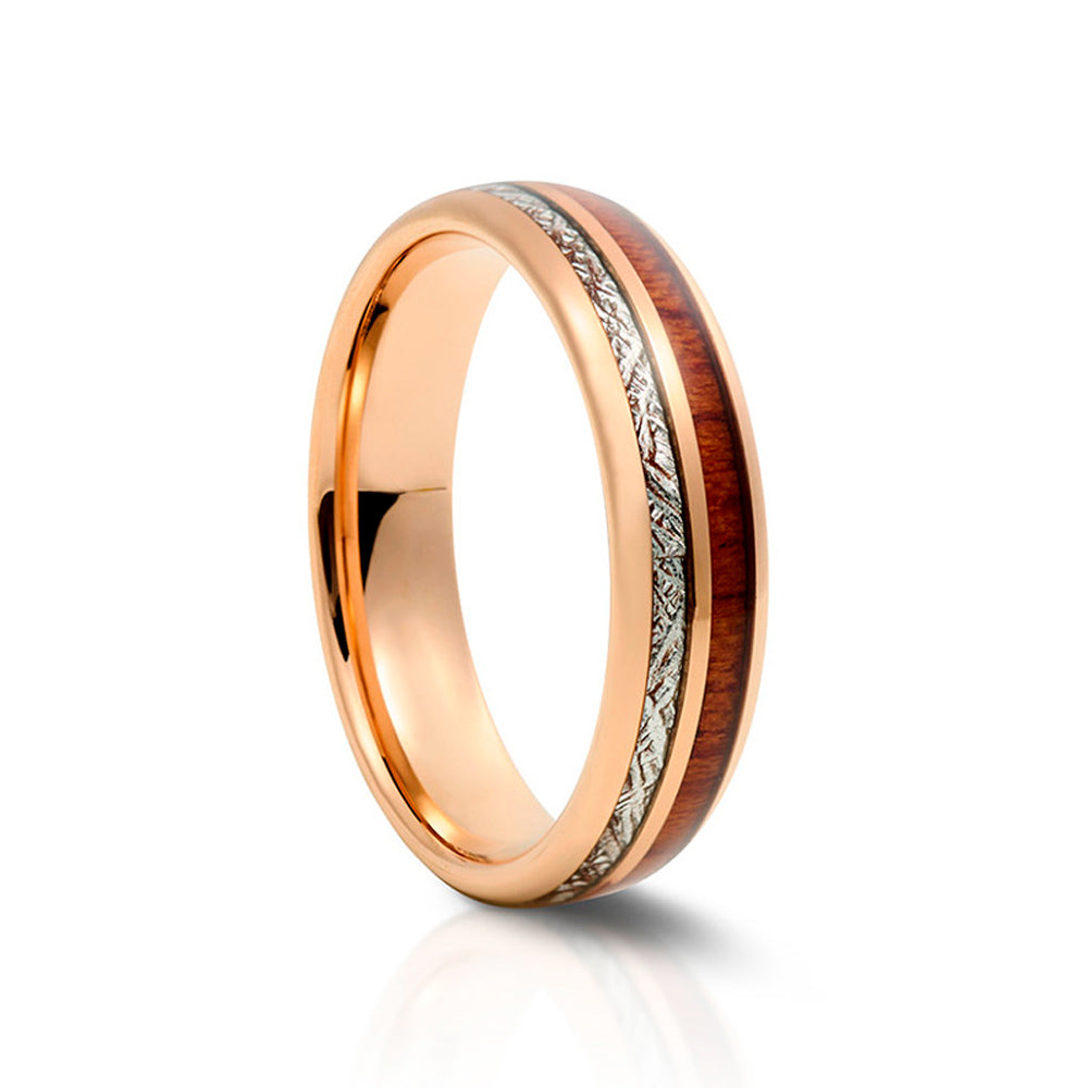 Wood, Meteorite and Tungsten Mens Wedding Ring - Victoria's Jewellery