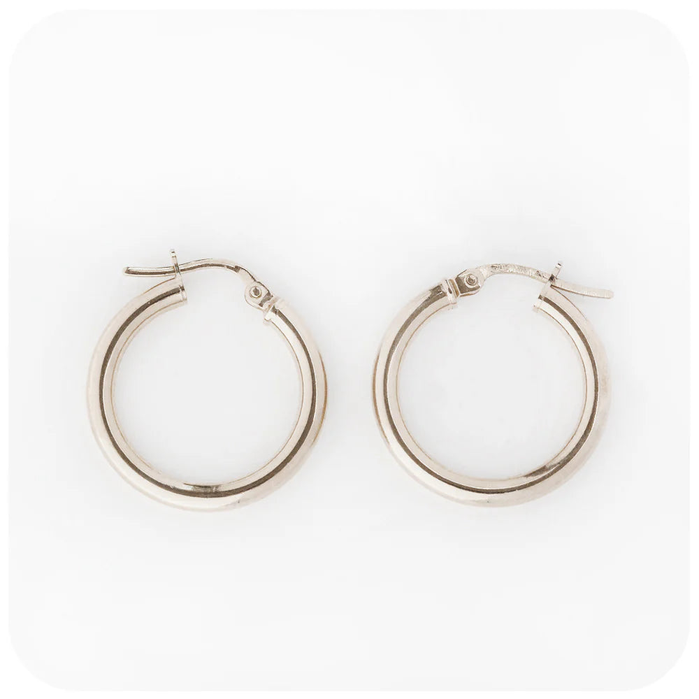 White Gold Hoop Earring - 20mm