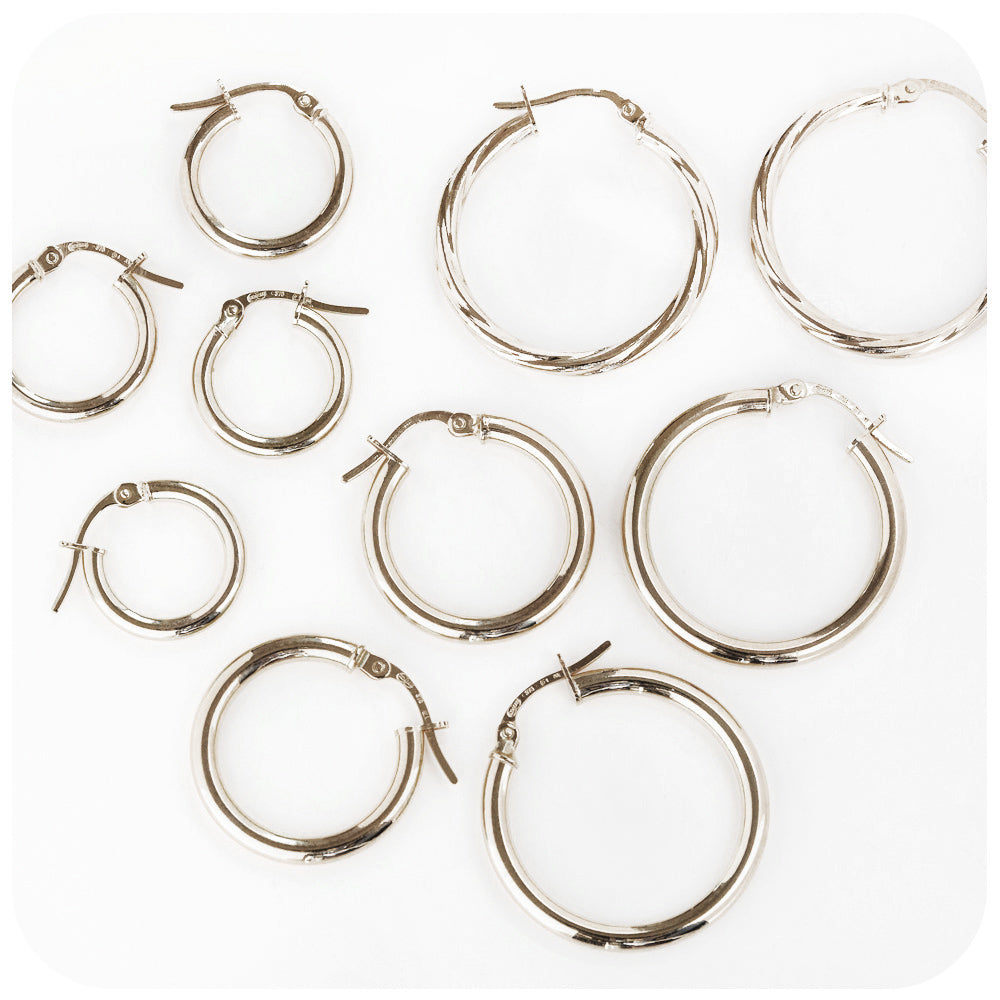 White Gold Hoop Earrings - Victoria's Jewellery
