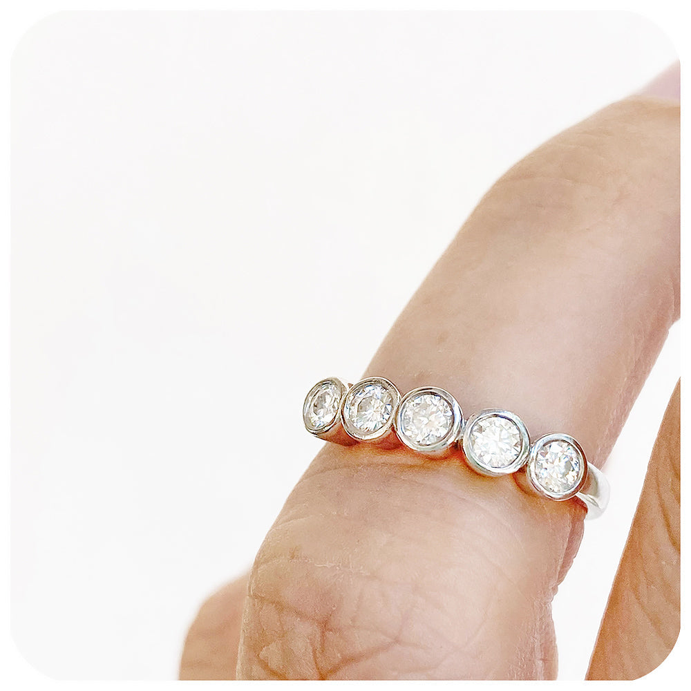 Brilliant cut Moissanite Half Eternity Wedding or Anniversary Ring - Victoria's Jewellery