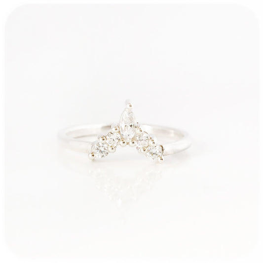 Marquise and Round cut Moissanite Wedding band ring - Victoria's Jewellery