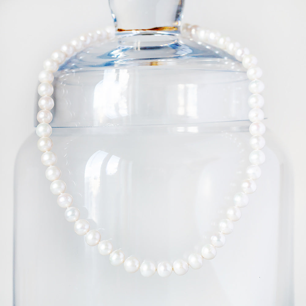 7.5-8mm White Fresh Water Pearl Necklace