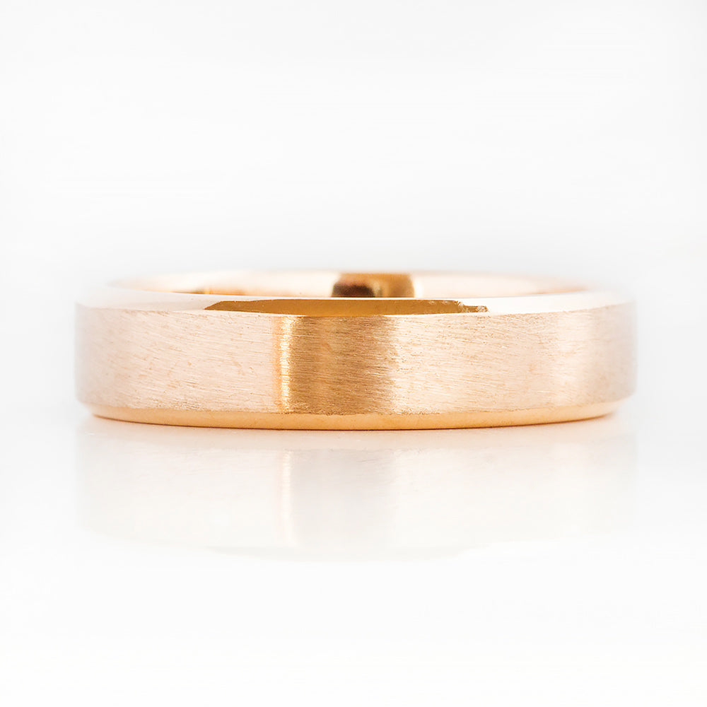 Bevelled edge Mens Wedding Ring in Rose Gold - Victoria's Jewellery