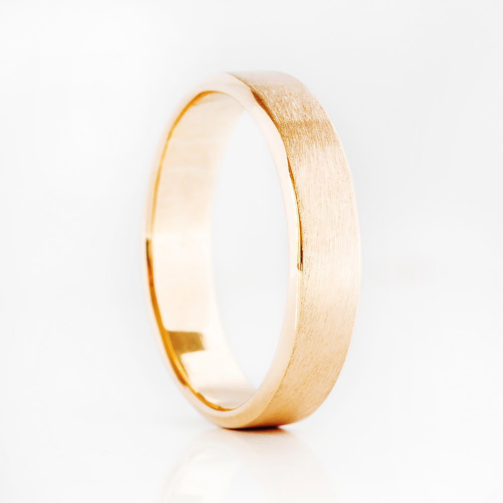 Bevelled edge Mens Wedding Ring in Rose Gold - Victoria's Jewellery