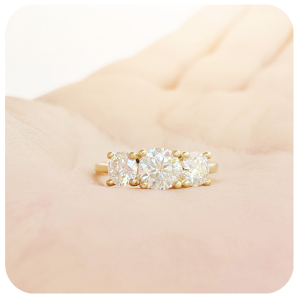 Brilliant cut Lab Grown Diamond Trilogy Engagement Ring - Victoria's Jewellery