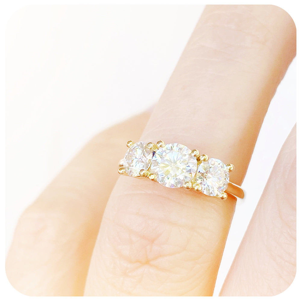 Brilliant cut Lab Grown Diamond Trilogy Engagement Ring - Victoria's Jewellery