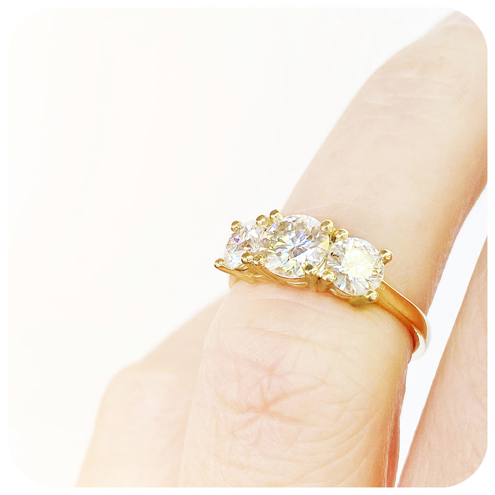 Brilliant cut Lab Grown Diamond Trilogy Engagement Ring - Victoria's Jewellery