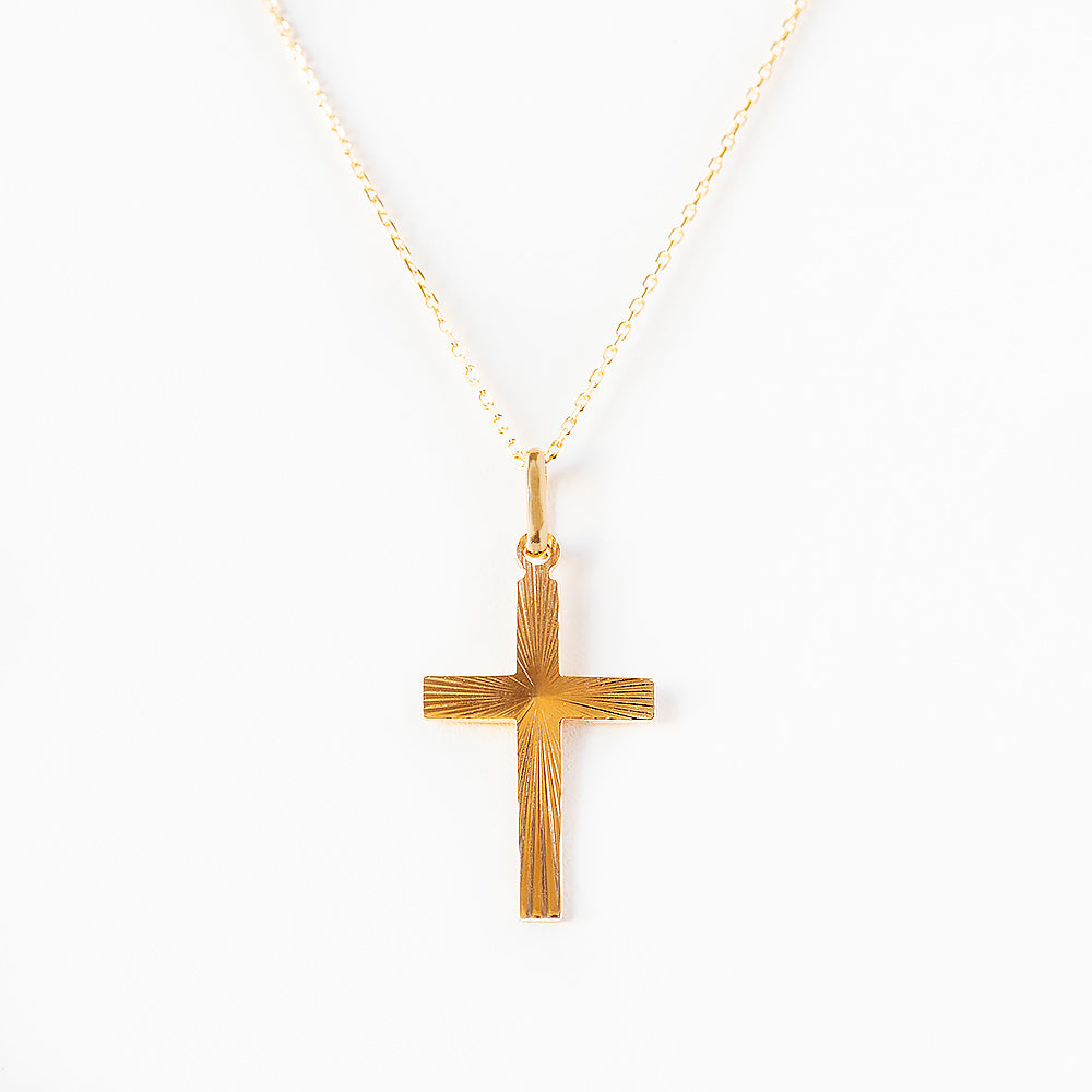 Yellow Gold Detailed Cross Pendant