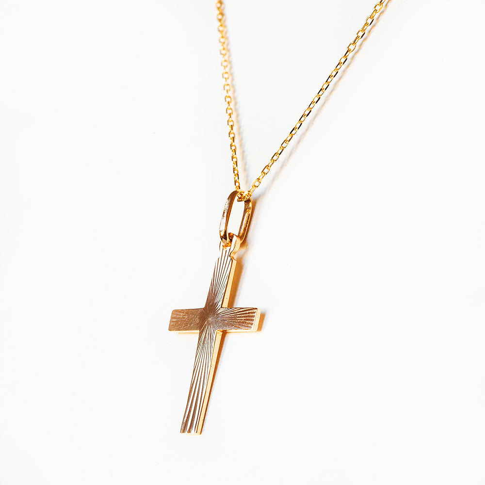 Yellow Gold Detailed Cross Pendant