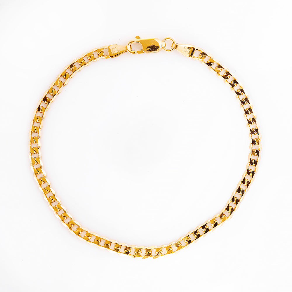 Yellow Gold Curb Bracelet - 19cm