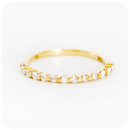 Brilliant cut Diamond half eternity stack ring in yellow gold - Victoria's Jewellery