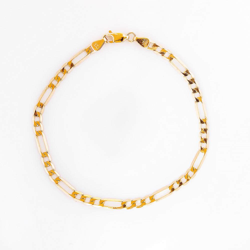 Yellow Gold Figaro Bracelet - 20cm