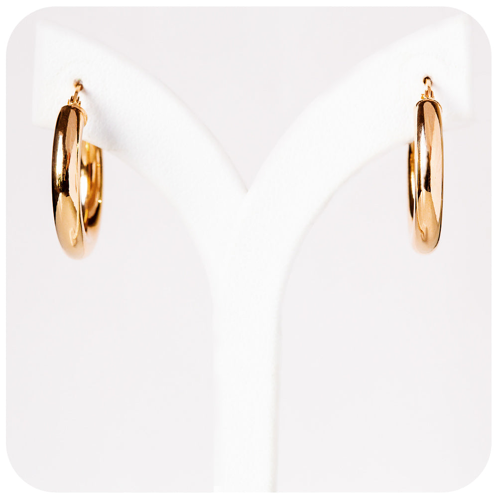 yellow gold rounded hoop earrings