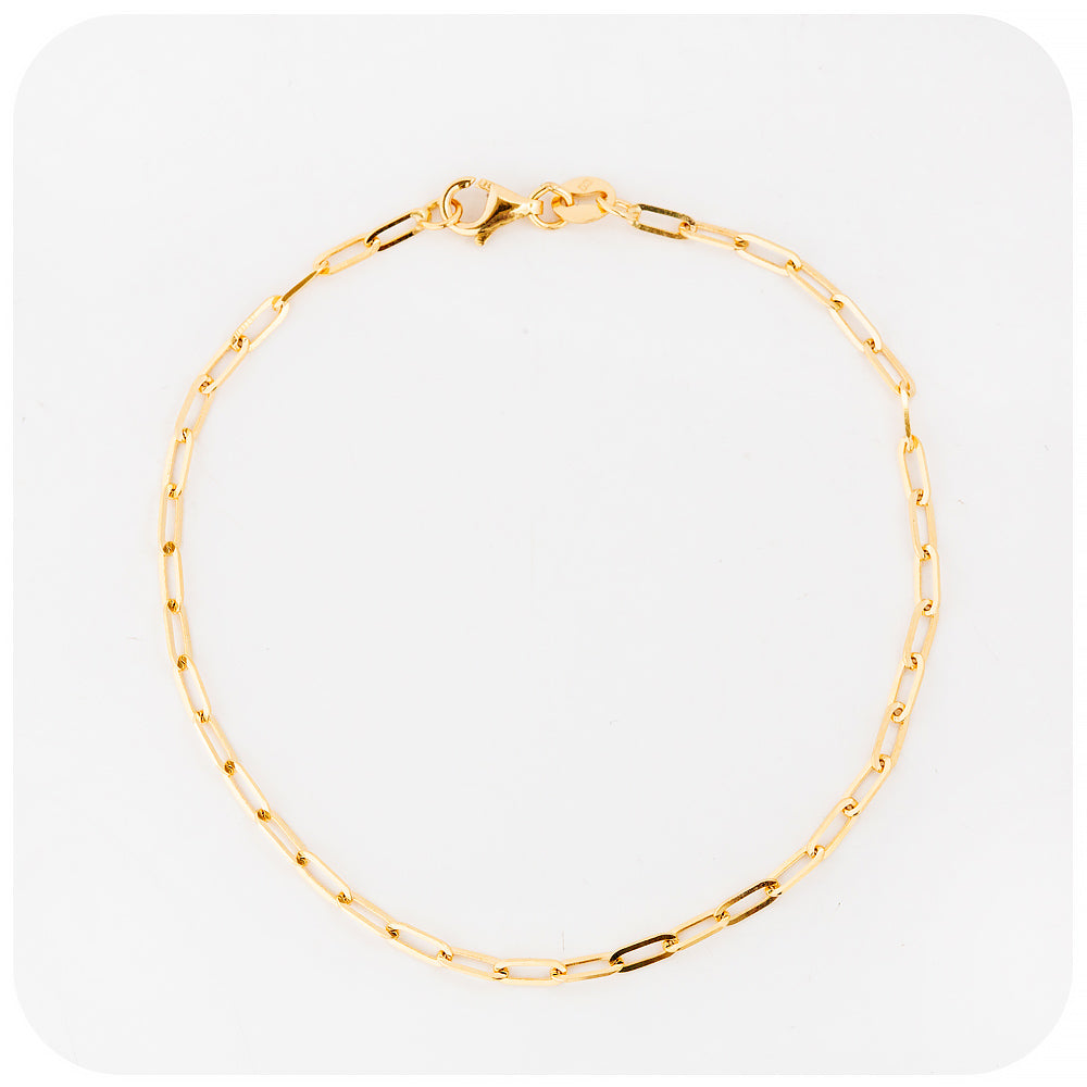 Yellow Gold Paper Clip Bracelet - Victoria's Jewellery