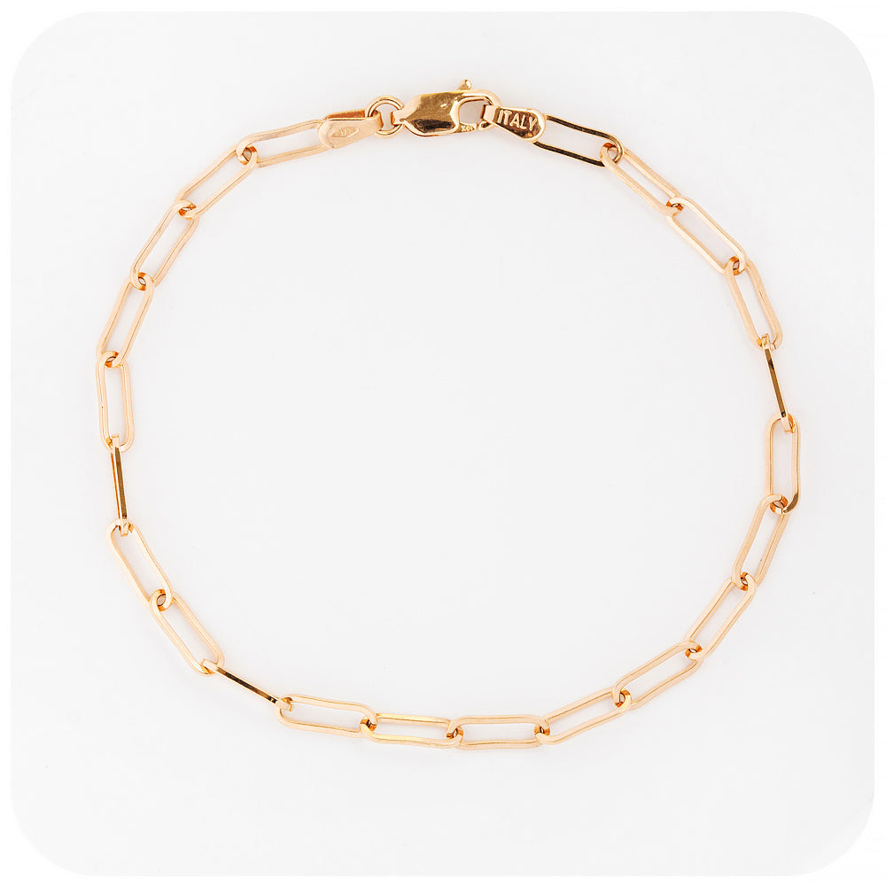 Yellow Gold Paper Clip Bracelet - Victoria's Jewellery