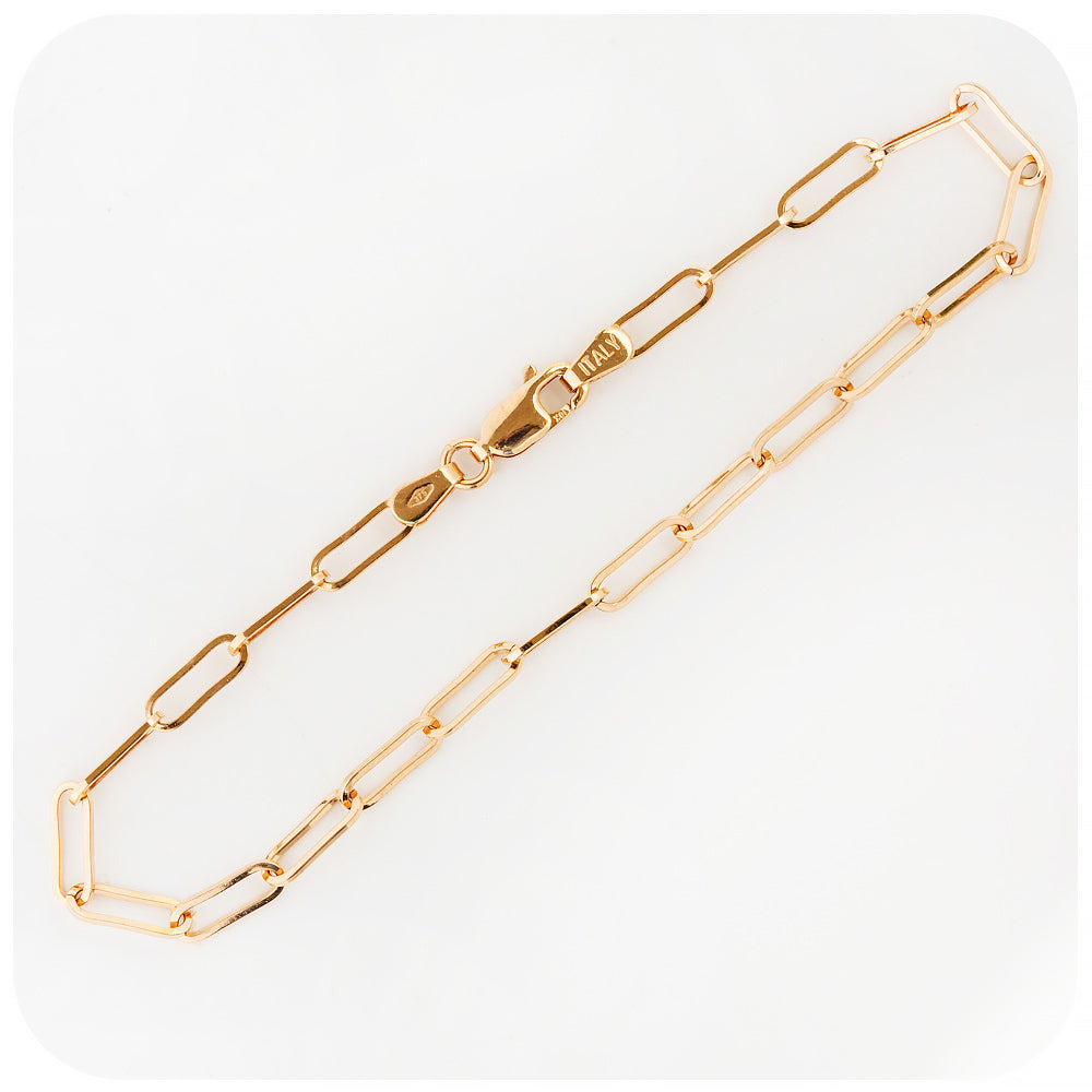 Yellow Gold Paper Clip Bracelet - Victoria's Jewellery