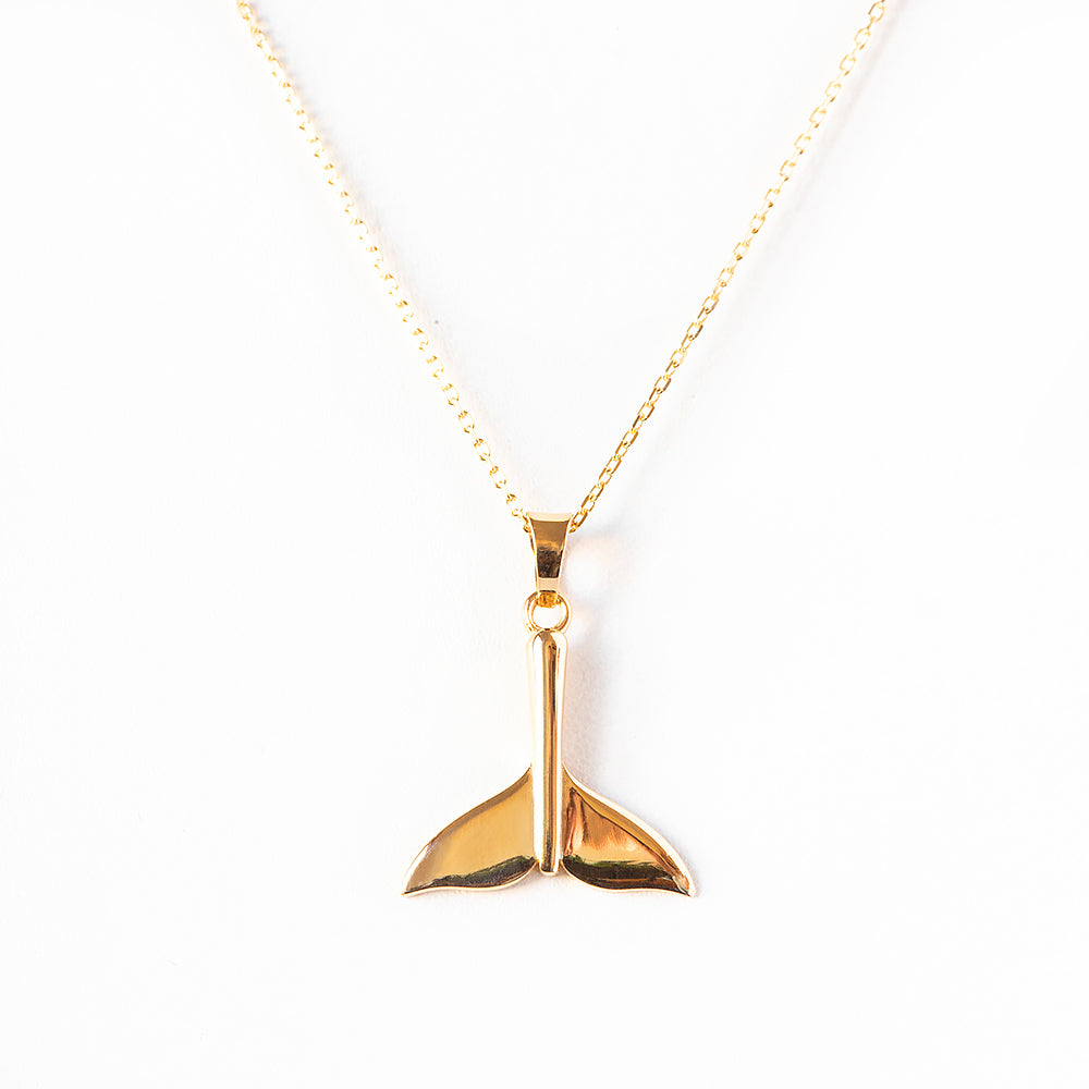 Whale Tail Pendant in Yellow Gold