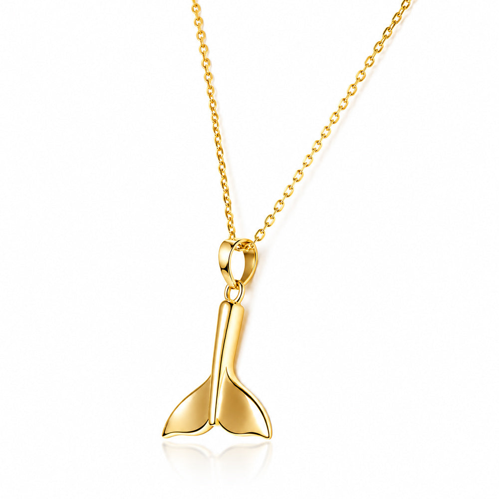 Whale Tail Pendant in Yellow Gold