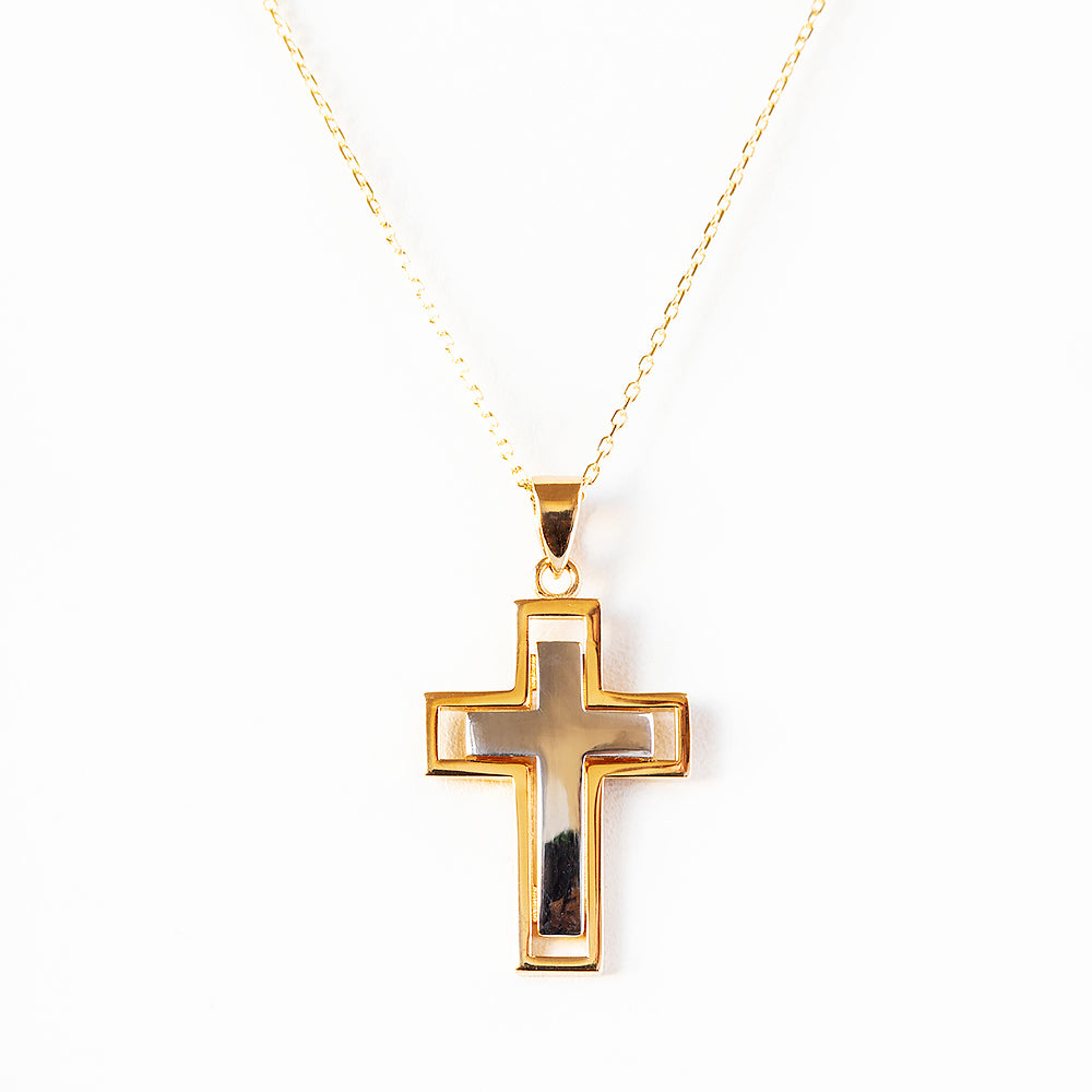 Yellow and White Gold Cross Pendant