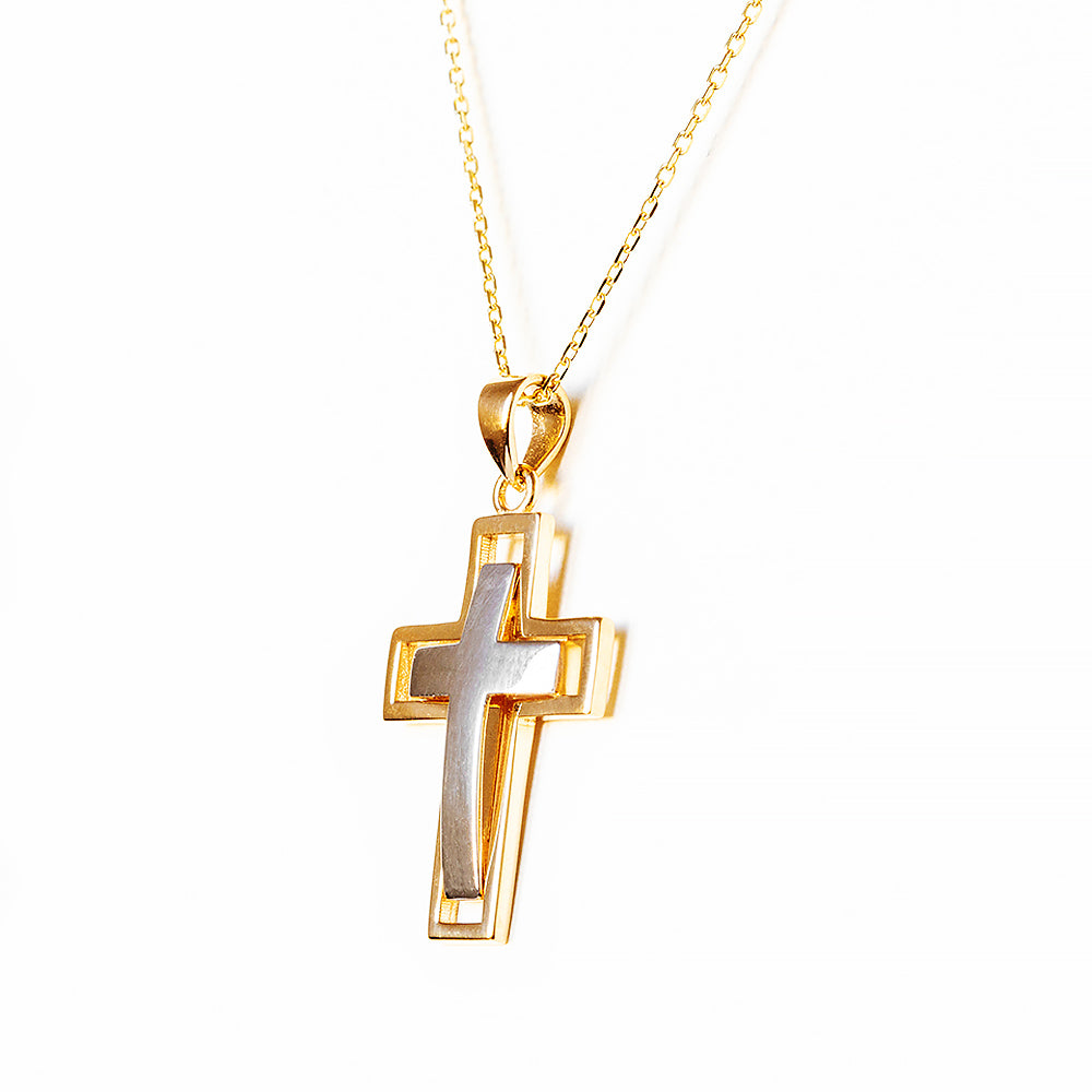 Yellow and White Gold Cross Pendant