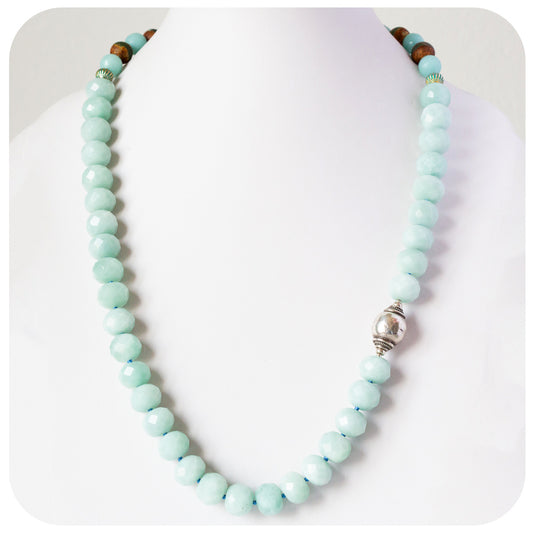 Mint Green Amazonite Necklace with Sterling Silver Accent