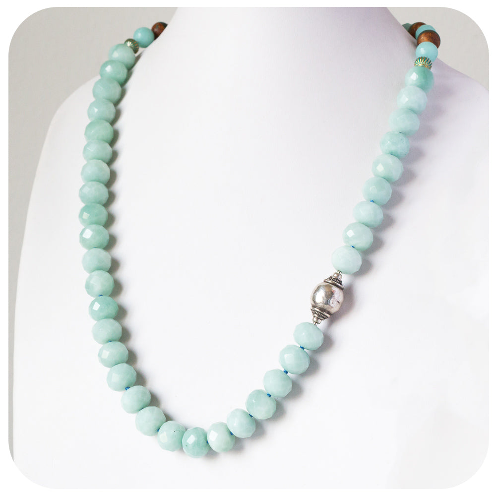 Mint Green Amazonite Necklace with Sterling Silver Accent