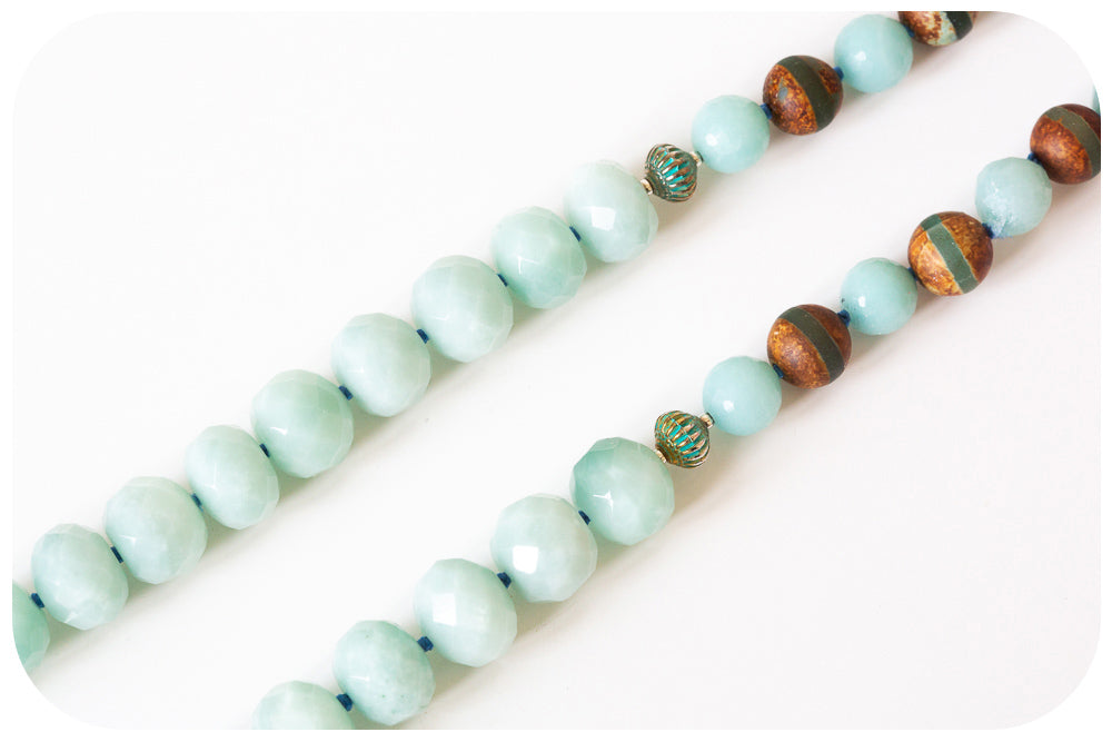 Mint Green Amazonite Necklace with Sterling Silver Accent