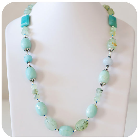 The Luxurious Prehnite, Amazonite and Jade Necklace - 66cm