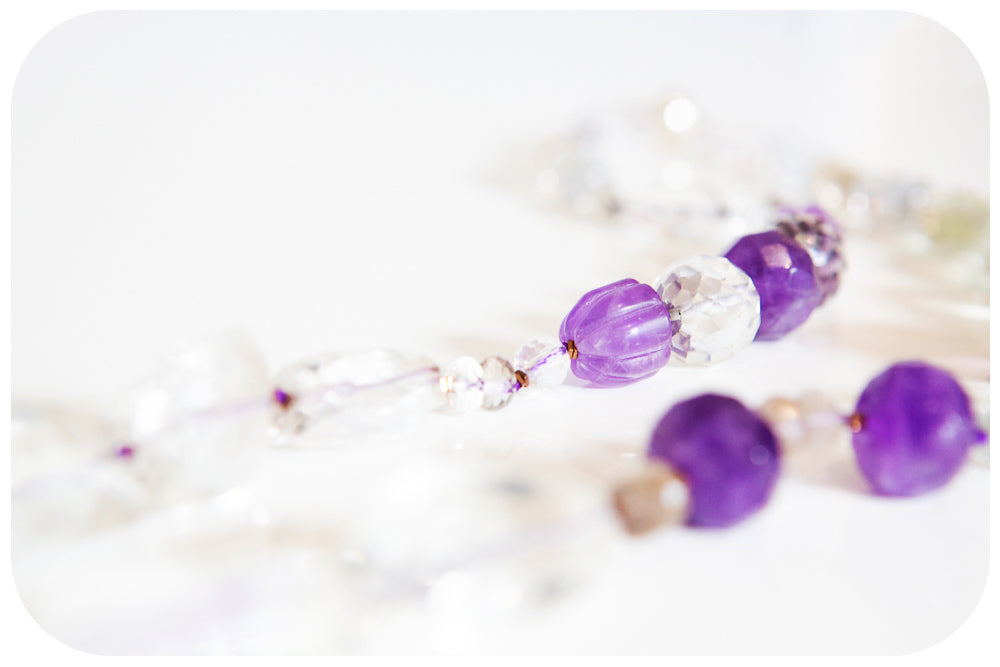Amethyst, Prasiolite and Quartz Necklace
