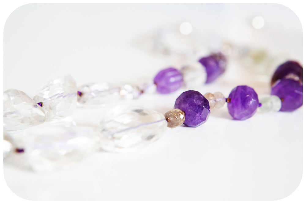 Amethyst, Prasiolite and Quartz Necklace