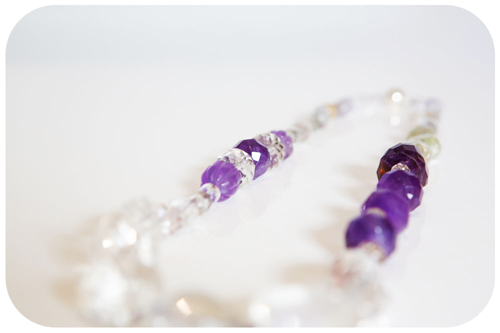 Amethyst, Prasiolite and Quartz Necklace