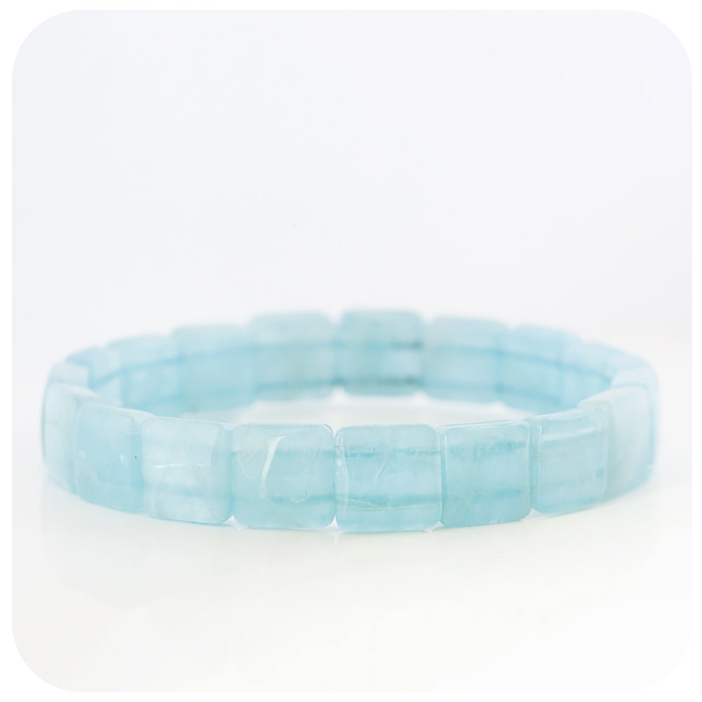 Square Aquamarine Stretch Bracelet