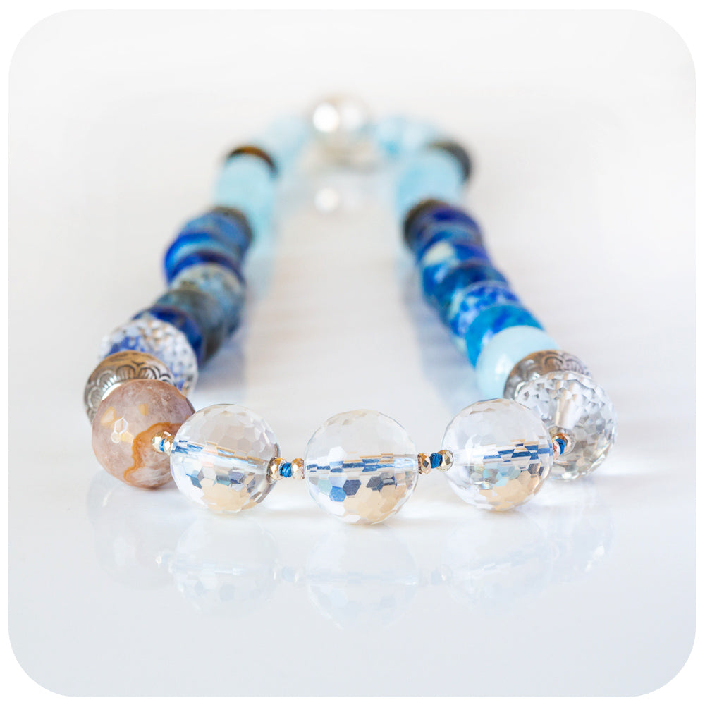 The Aquamarine, Tiger Eye and Lapis Lazuli Necklace