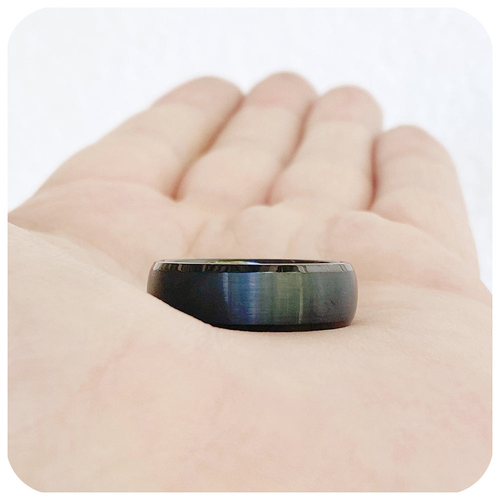Brushed black tungsten mens wedding ring - Victoria's Jewellery
