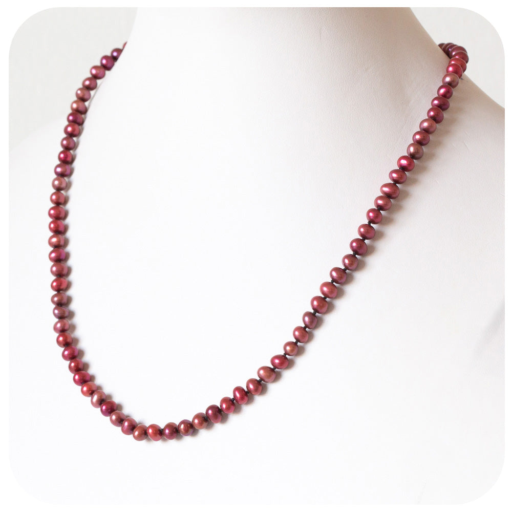Cherry Red Fresh Water Pearl Necklace