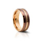 mens tungsten engagement wedding ring with copper tones and gold