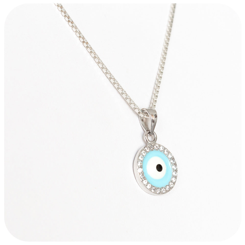 Evil Eye Enamel Pendant - 10mm - Victoria's Jewellery