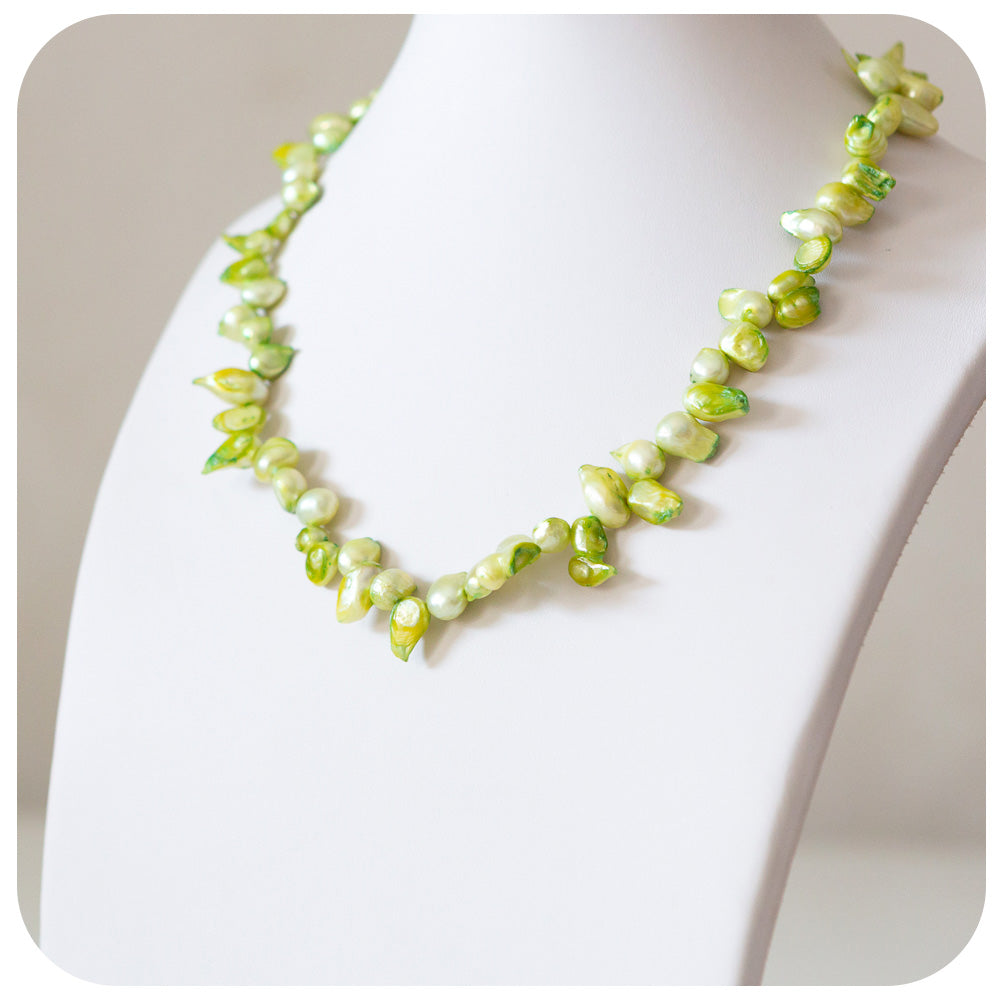 Green Blister Fresh Water Pearl Necklace - 50cm