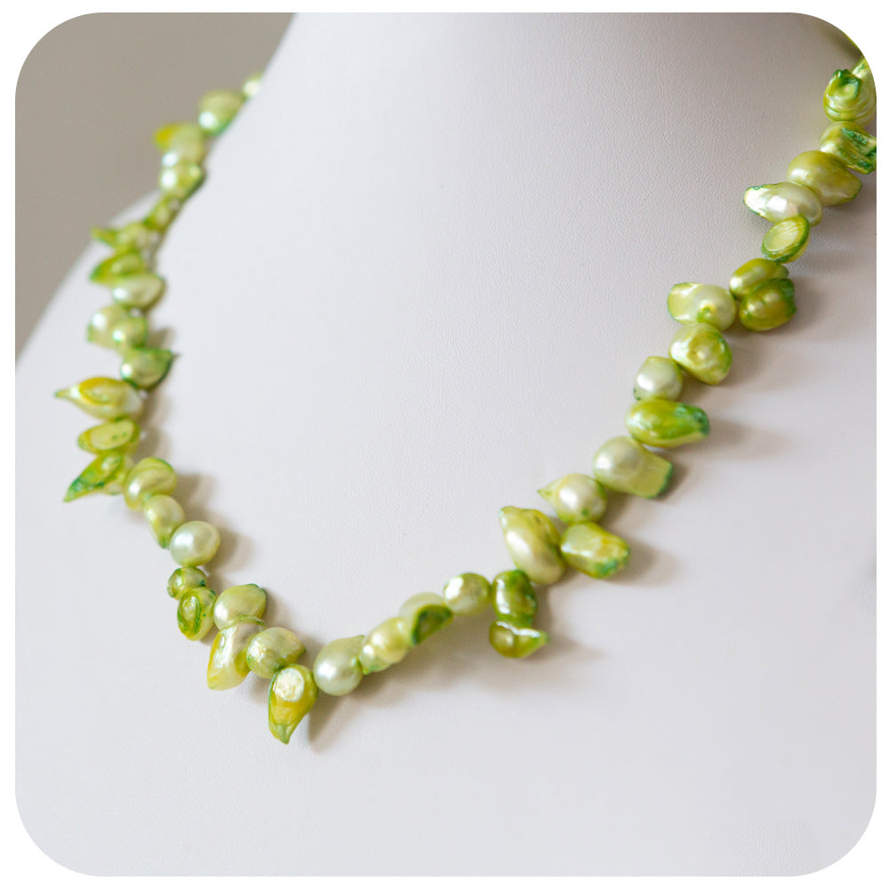 Green Blister Fresh Water Pearl Necklace - 50cm