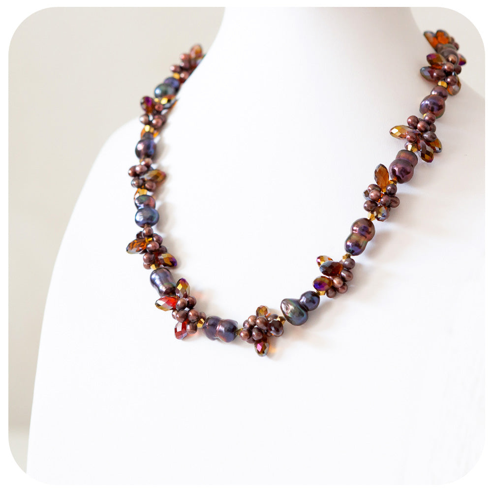 Peacock Baroque Pearls and Crystal Elements Necklace - 50cm