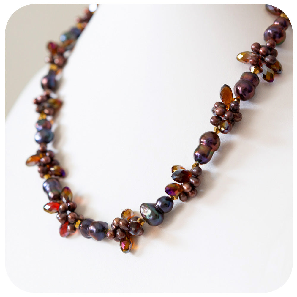 Peacock Baroque Pearls and Crystal Elements Necklace - 50cm