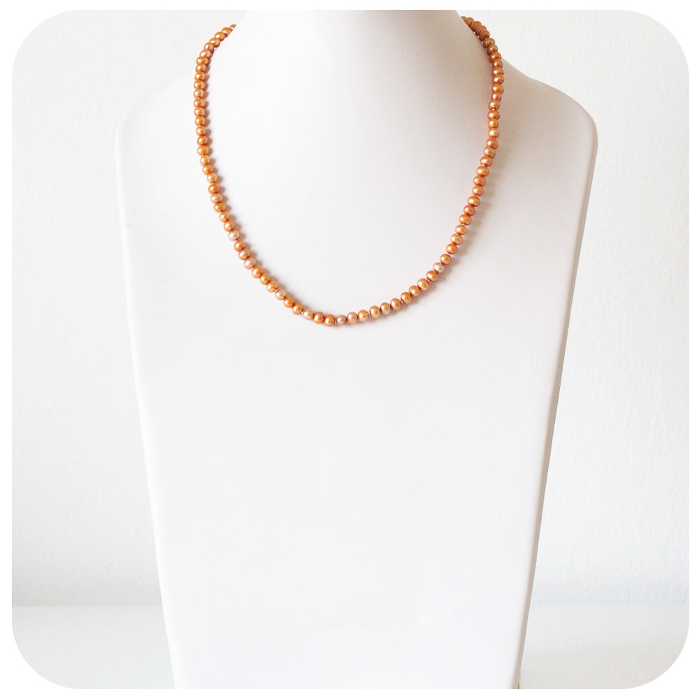 Golden Orange Fresh Water Pearl Necklace